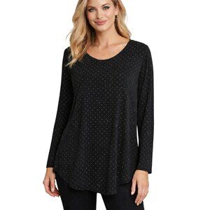 Karen Kane Black Beaded Top Women's Long Sleeve Tunic Blouse Large